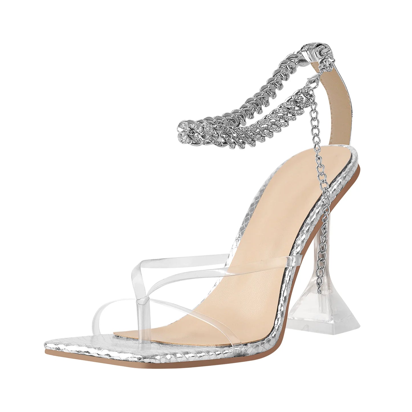 Claire Chain Strap Flared Heel Sandals