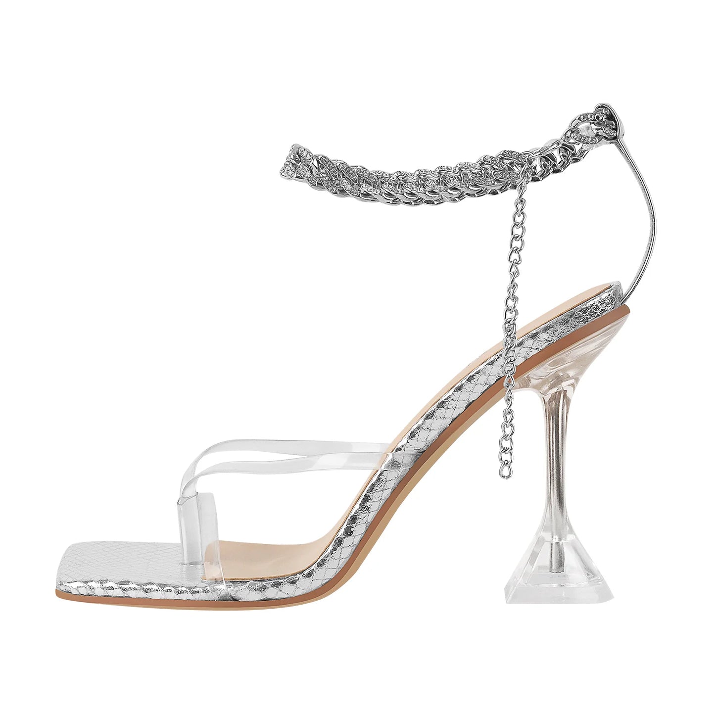 Claire Chain Strap Flared Heel Sandals