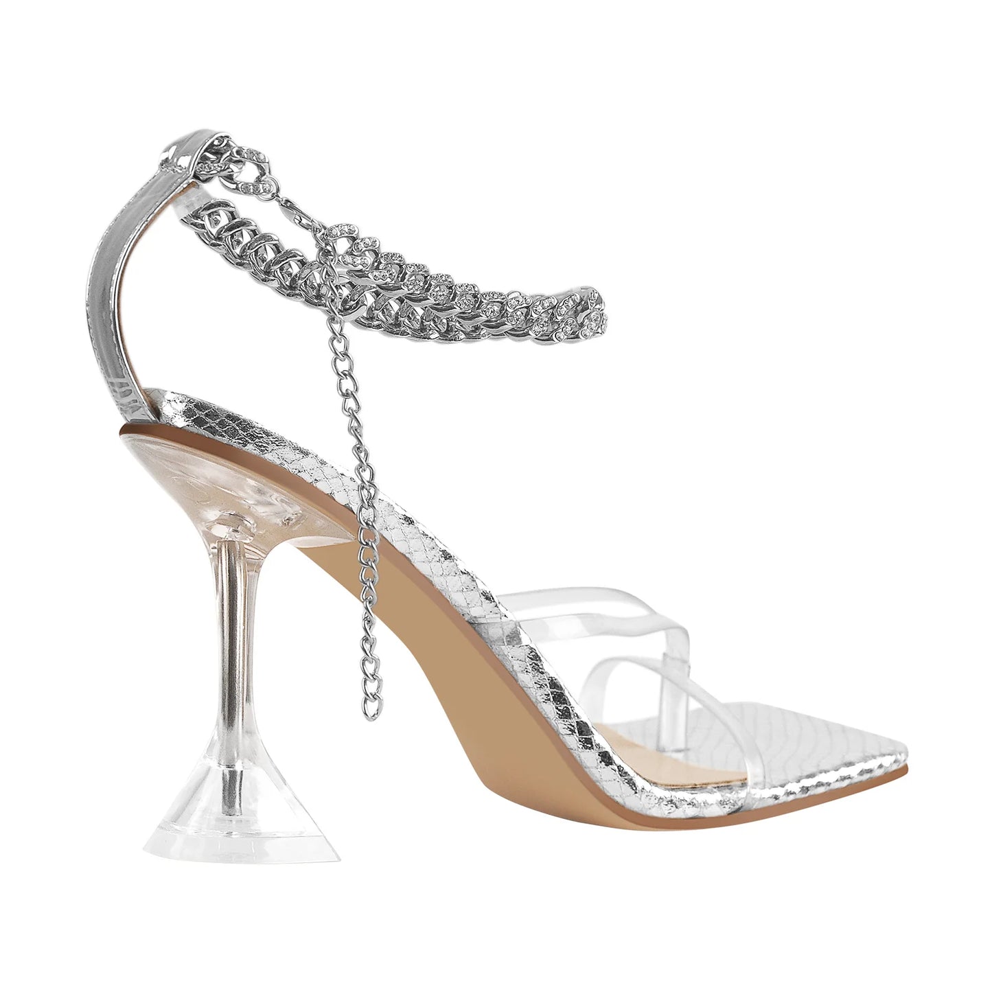 Claire Chain Strap Flared Heel Sandals