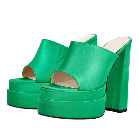 Indie Double Platform Satin Mules