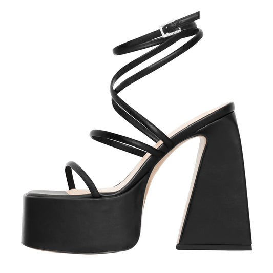 Mina Strappy Triangle Heel Platforms