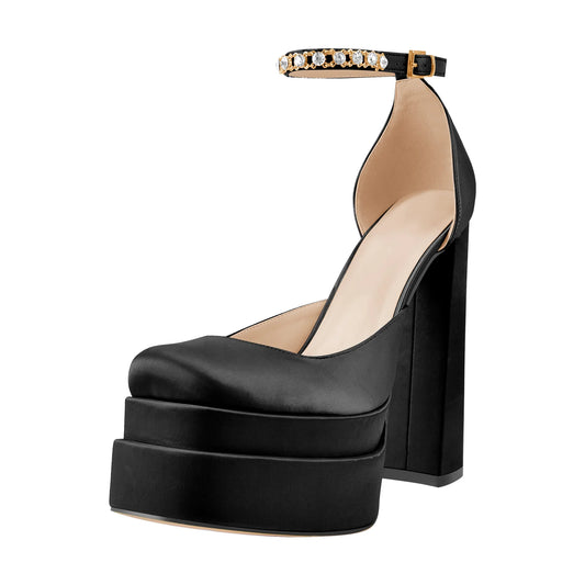 Phoebe Satin Platform Pumps