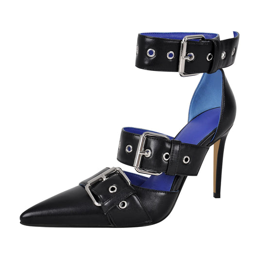 Veronica Buckle Strap Pointed Toe Pumps