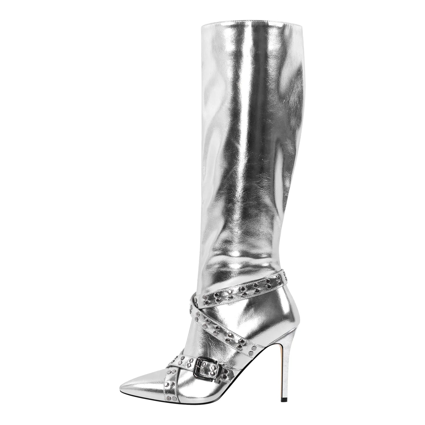 Katya Pointed Toe Knee High Metallic Boots