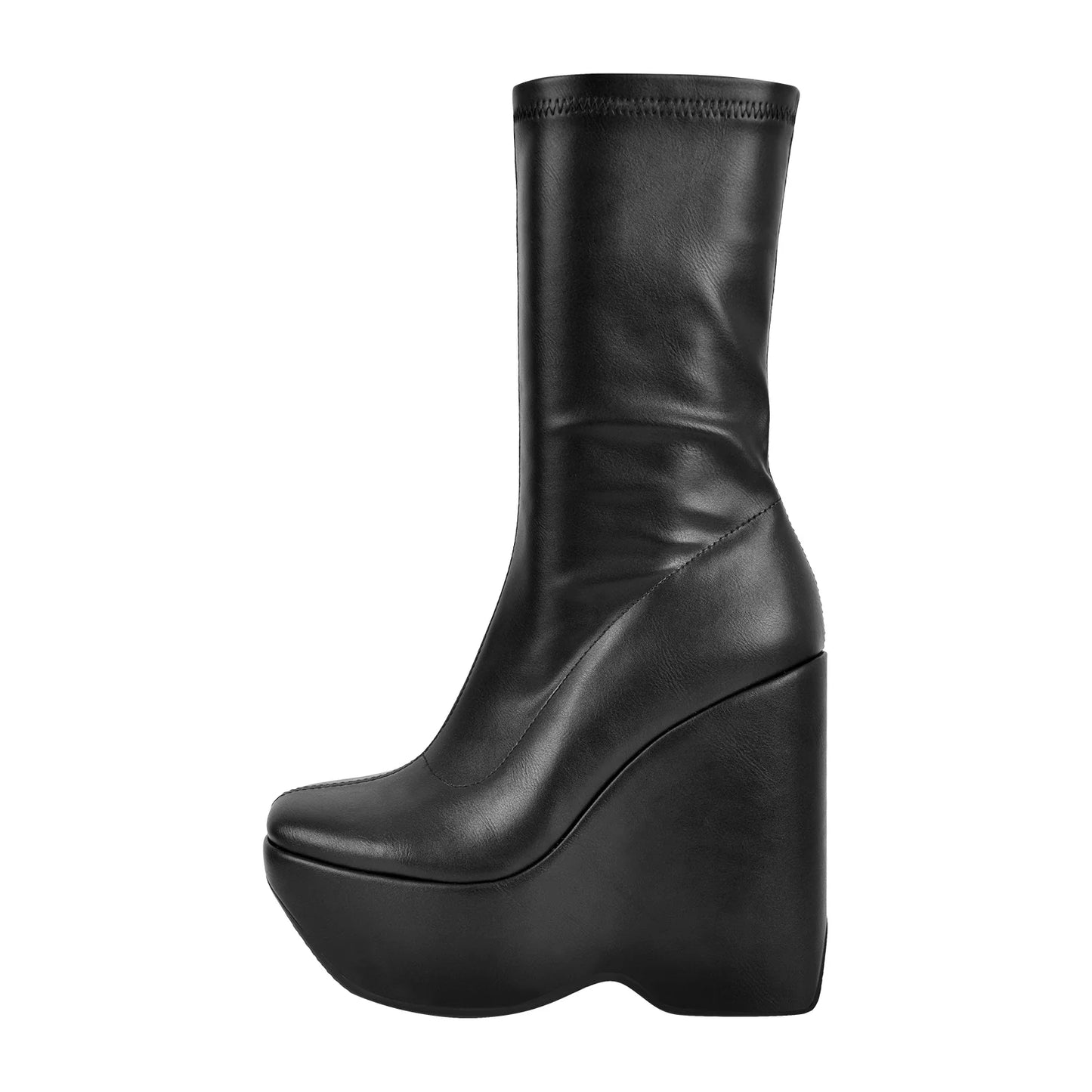 Lolita Zip-Up Mid-Calf Wedge Boots