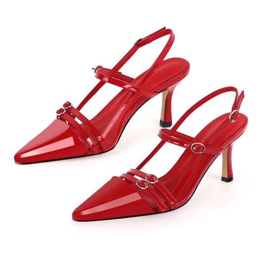 Rizzo Strappy Slingback Kitten Heel Pumps